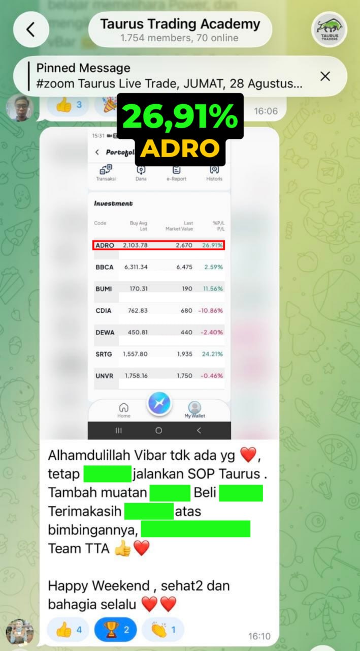 Testimoni member Taurus - saham BRIS