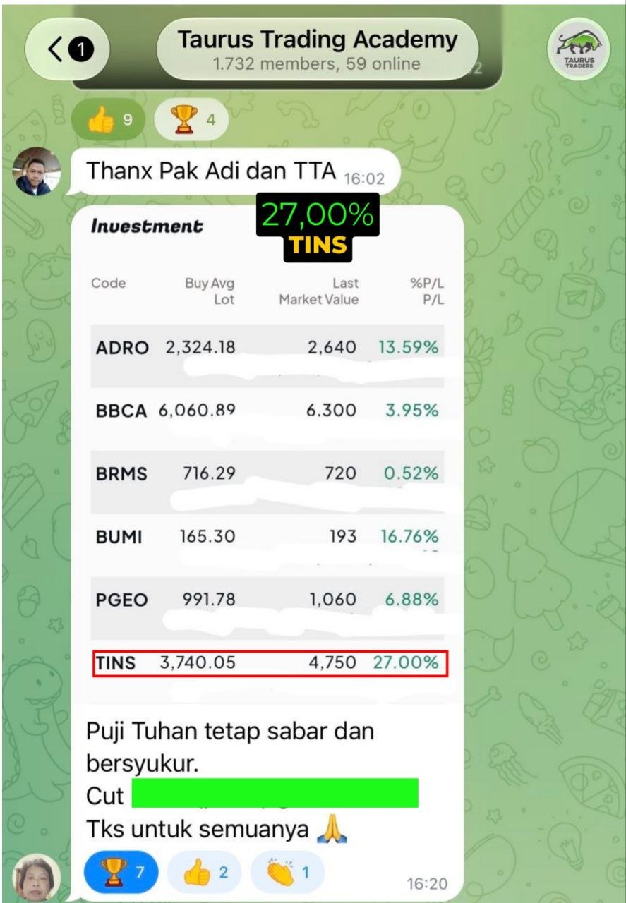 Testimoni member Taurus - saham INET